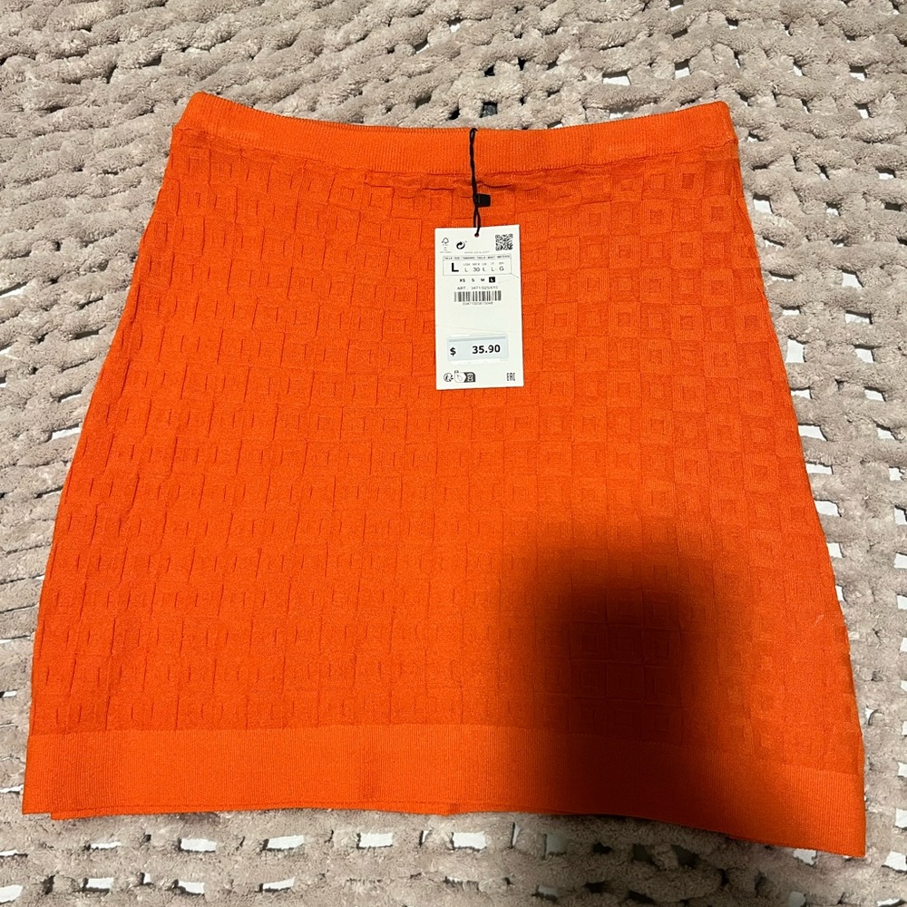 Zara Vibrant Orange Pencil Skirt